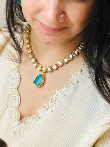 Emerald Polki Necklace Set